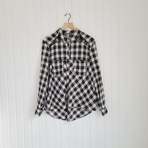 Free People Women's Medium Buffalo Check Snap Button Front Shirt